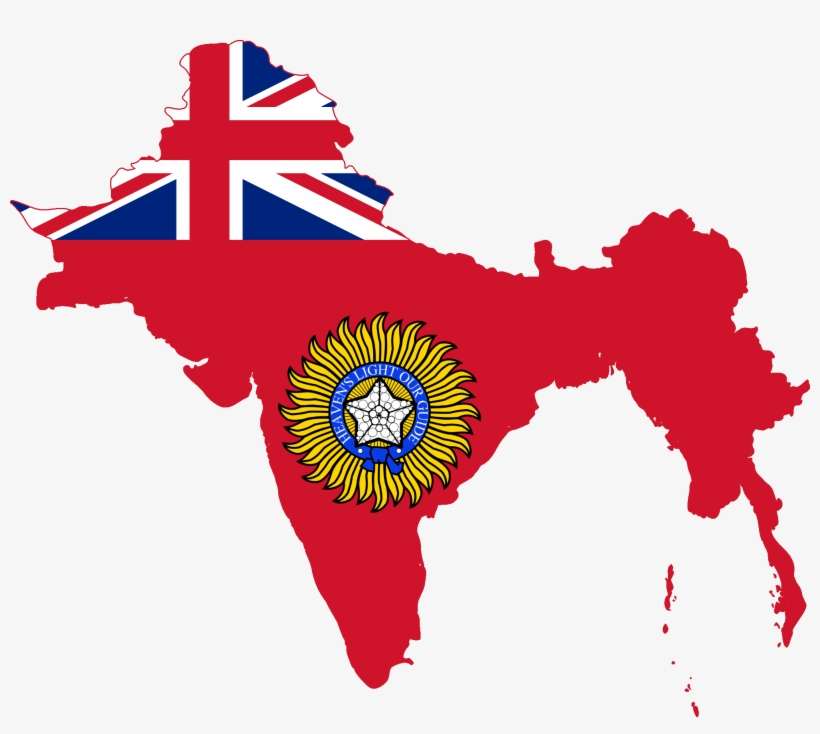 Flag Map Of British Raj - British India Flag Map, transparent png download