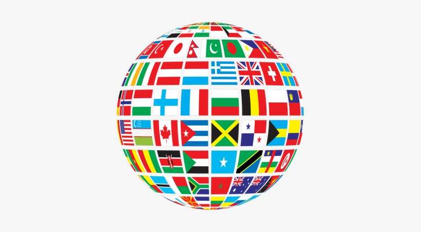 Globo Del Mundo Banderas - Globe Flags Of The World, transparent png download