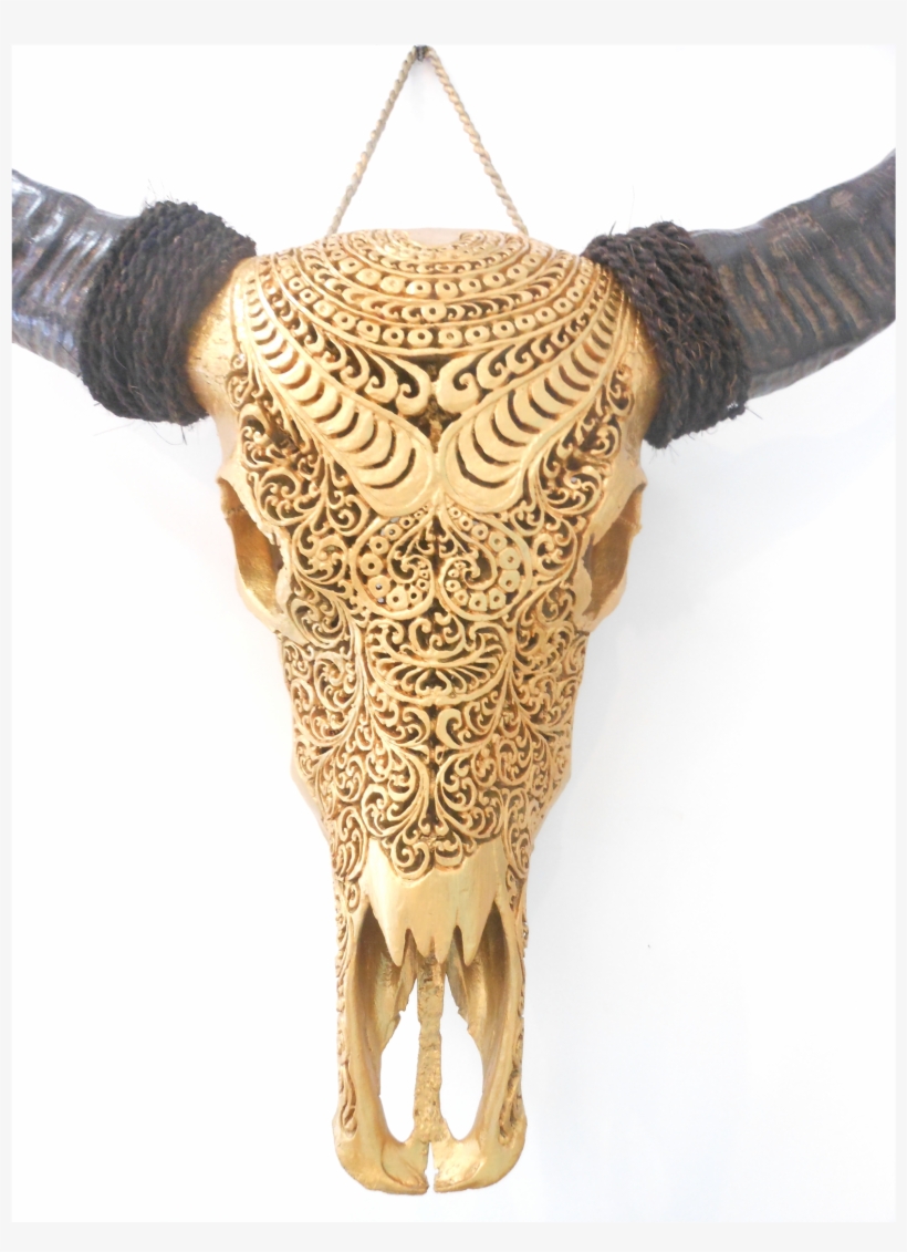Painted Antique Gold / Brass Skull - Bull, transparent png download