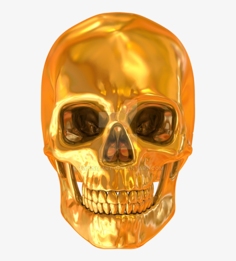 Skull With Transparent Background - Golden Skull No Background, transparent png download