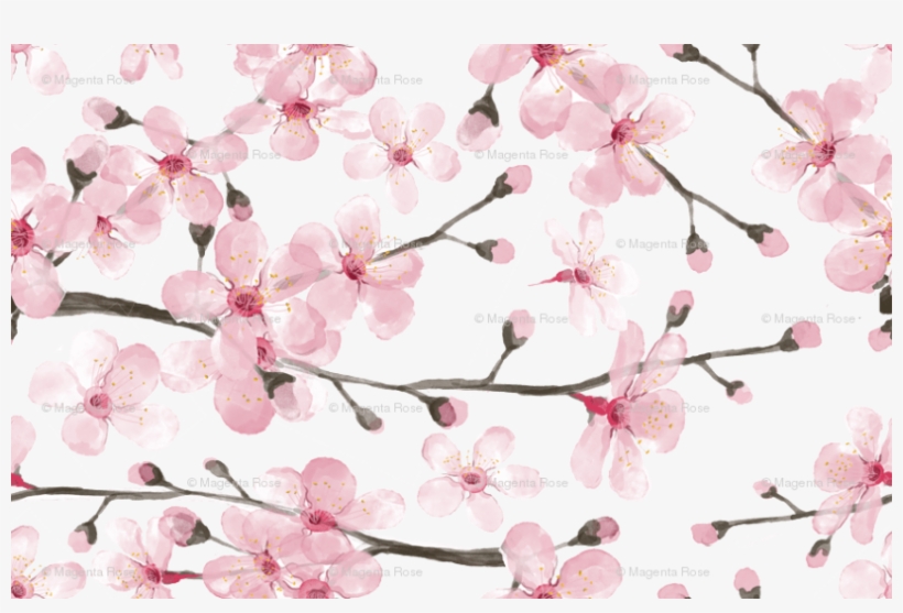 Free Png Download Cherry Blossom Watercolor Png Images - Cherry Blossom Pattern Fabric, transparent png download
