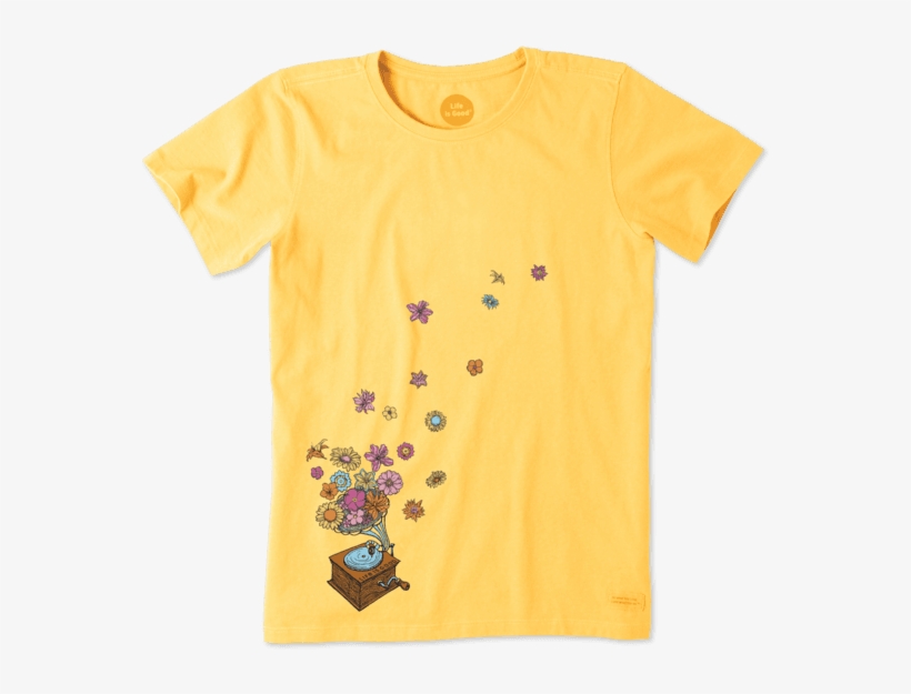 Women's Flower Phonograph Crusher Tee - Life Is Good, transparent png download