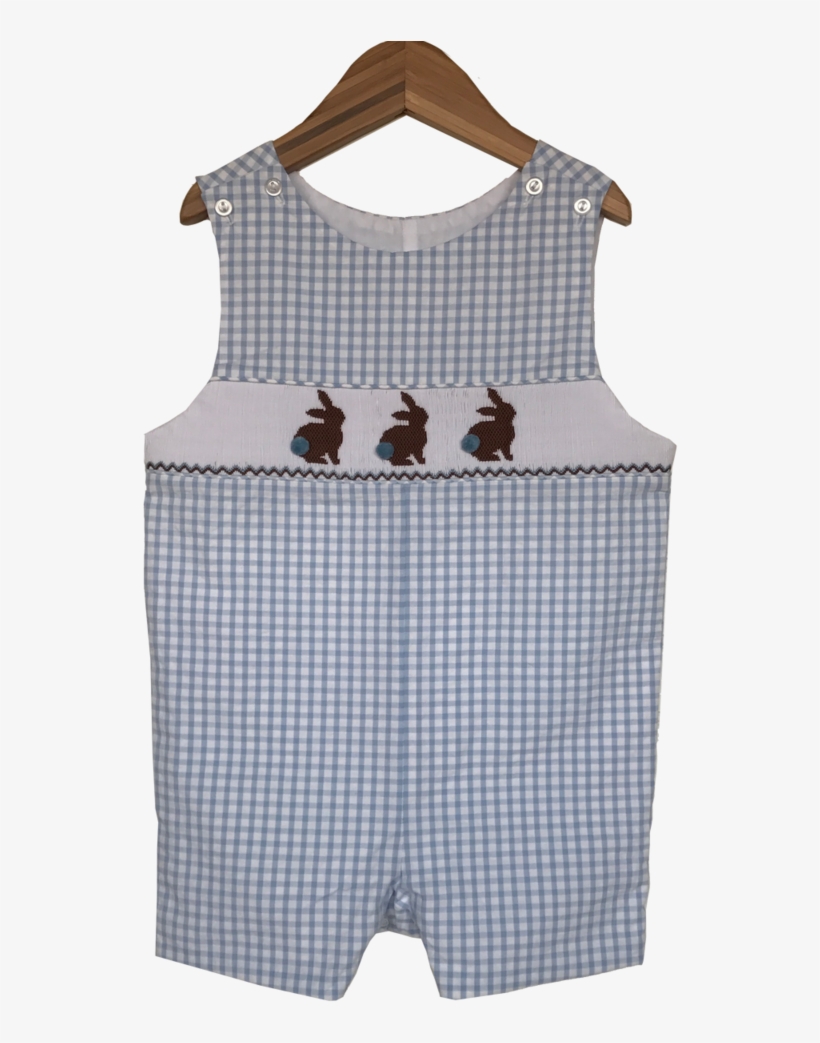 Boys Blue Gingham Chocolate Bunny Jon Jon - One-piece Garment, transparent png download