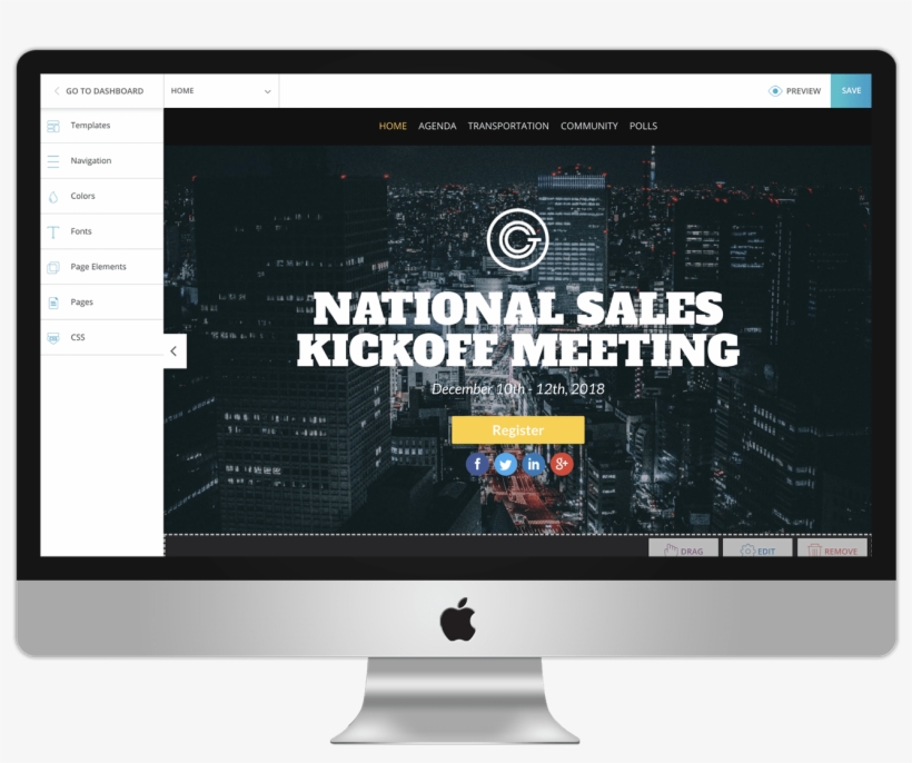 Bizzabo's Event Website Builder - Computer Monitor, transparent png download