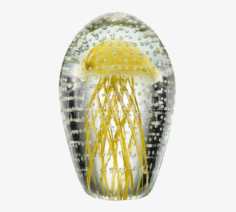 Yellow Jellyfish With Bubbles Art Glass - Diamond, transparent png download
