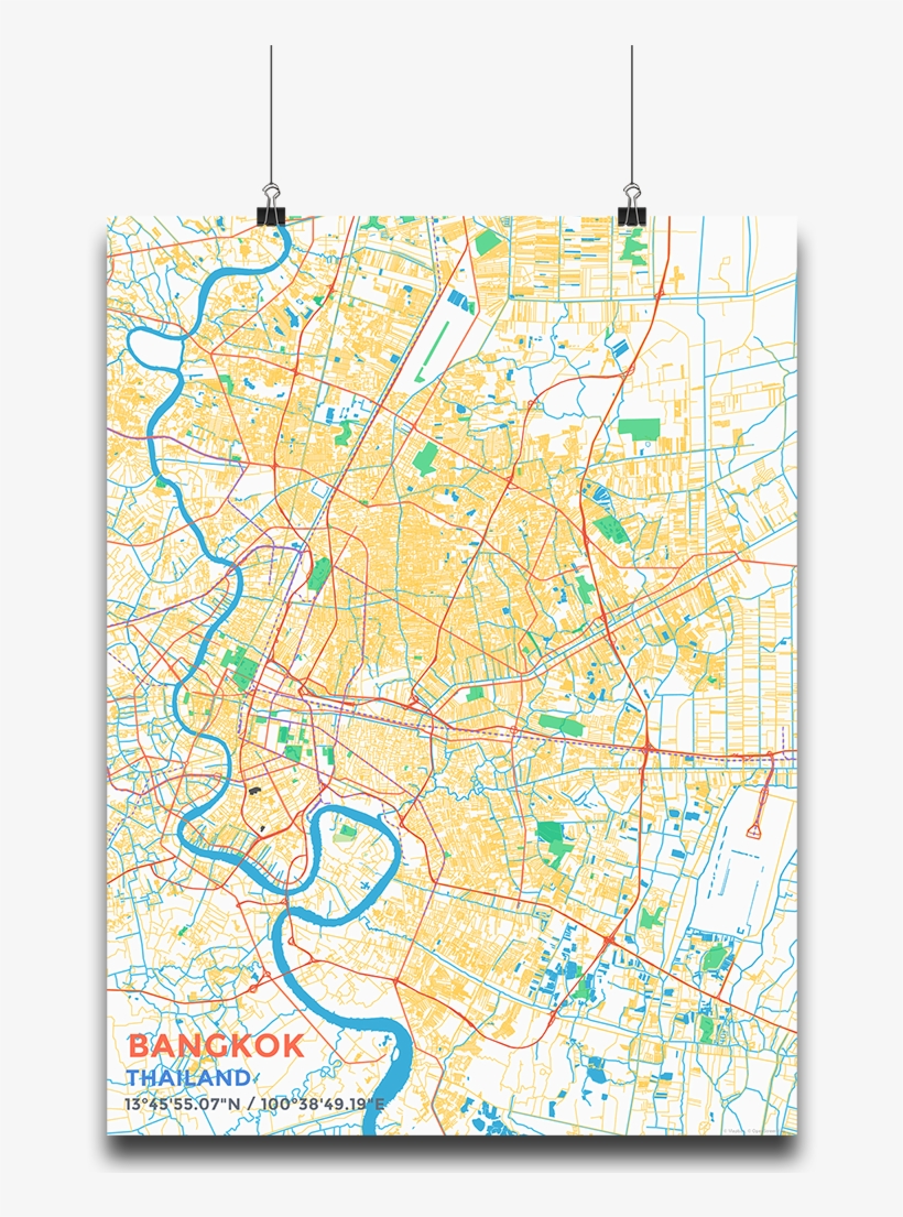 Premium Map Poster Of Bangkok Thailand - Atlas, transparent png download