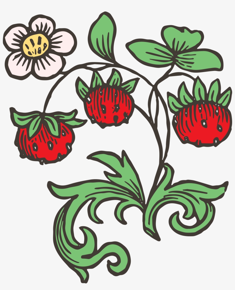 Vintage Strawberry Clipart Vector Art Free And Featured - Art Nouveau Strawberries, transparent png download
