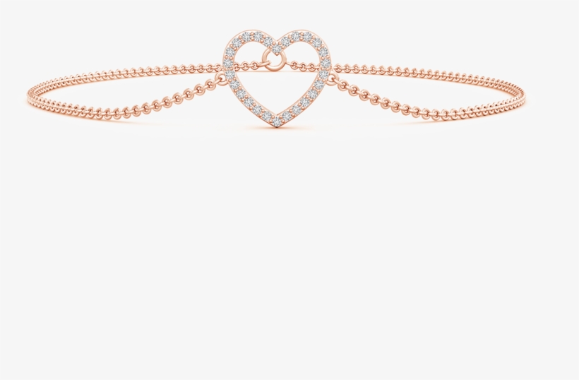 Lab Grown Diamond Studded Open Heart Link Bracelet - Bracelet, transparent png download