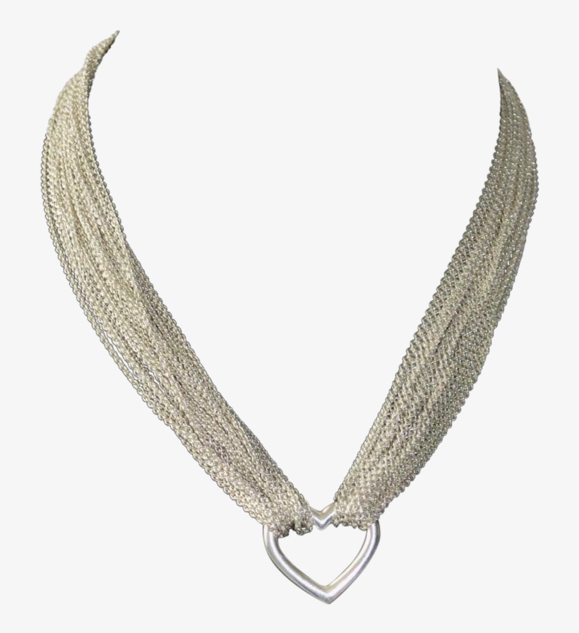 Tiffany Sterling Silver Multi Chain Open Heart Necklace - Necklace, transparent png download
