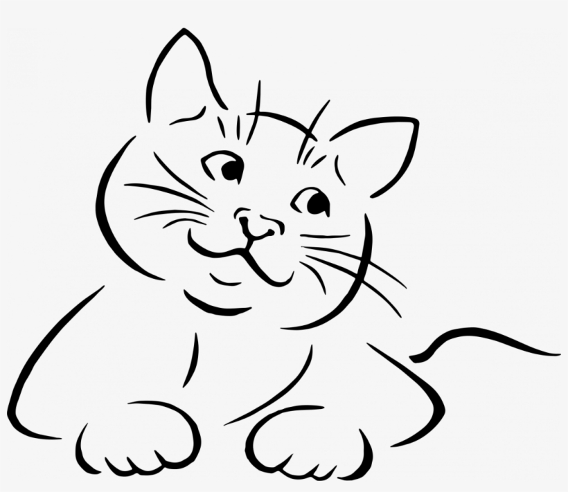 Large Size Of How To Draw A Cartoon Kitten Step By - Cat Line Art Png, transparent png download
