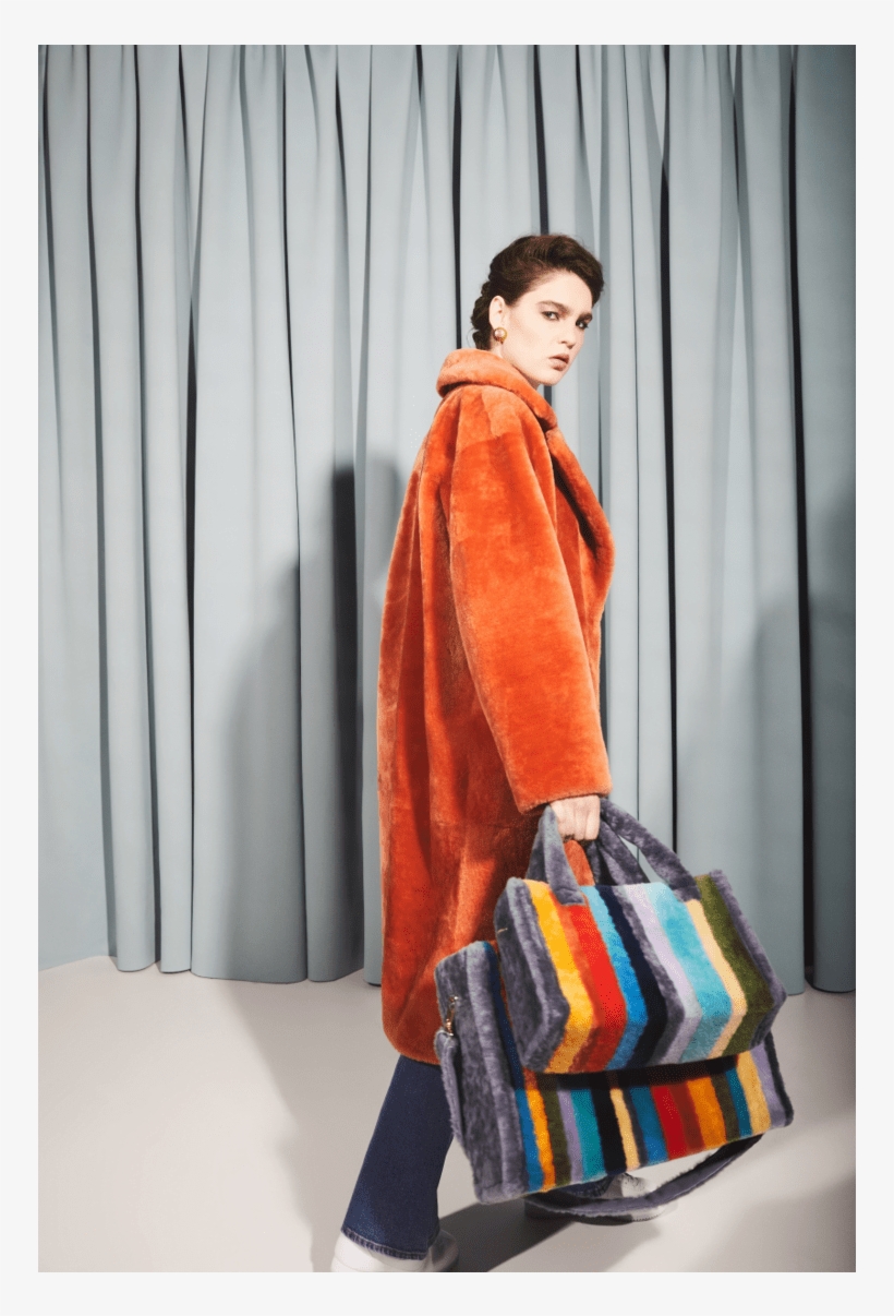 Orange Mouton Fur Coat - Ruffle, transparent png download