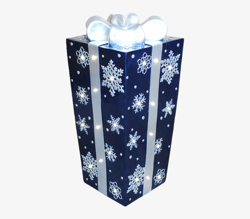 Blue Wth Silver Bow And Snowflakes - Box, transparent png download
