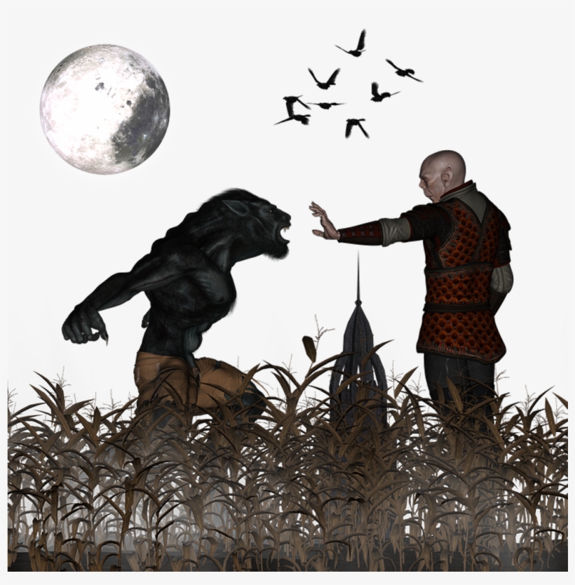 Ftestickers Halloween Moon Wolfman Birds Bats Vampire - Illustration, transparent png download