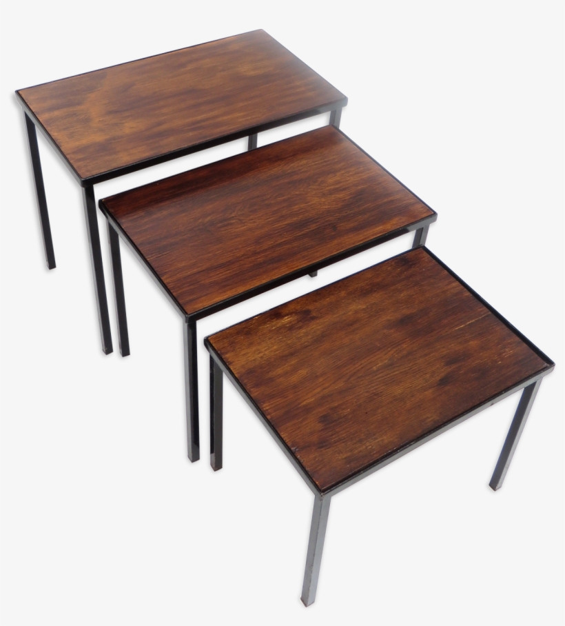 Vintage Set Of Nesting Tables With Metal Frame And - Coffee Table, transparent png download