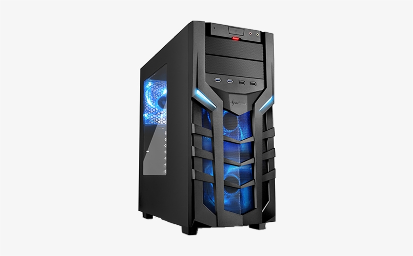Blue Dg7000 Sharkoon Pc Gaming Case Image - Tempered Glass Case With 5.25 Bay, transparent png download