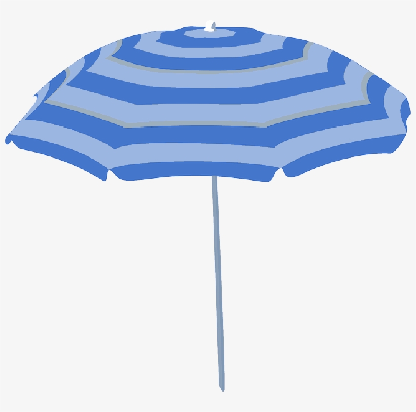 Large, Outline, Umbrella, Yellow, Beach, Sun, Cartoon - Blue Beach Umbrella Clipart, transparent png download