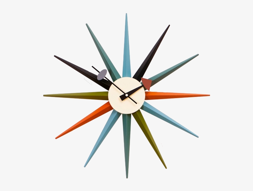 George Nelson Wall Clock Starburst Multicolor Design - Cool Clocks, transparent png download