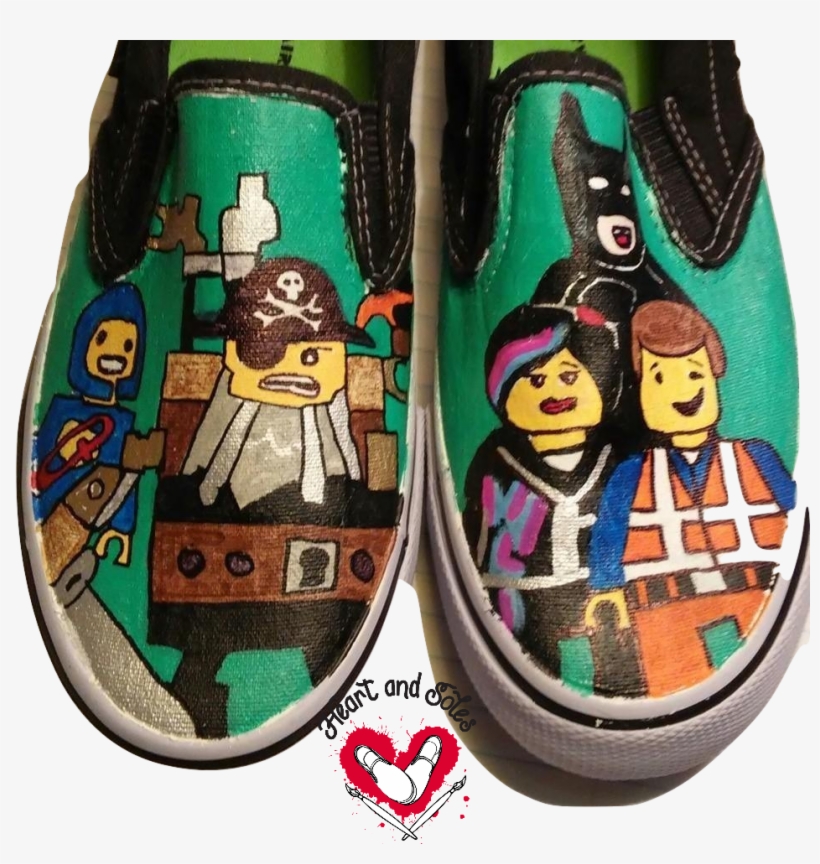 Lego Movie Hand Painted Shoes - Sneakers, transparent png download