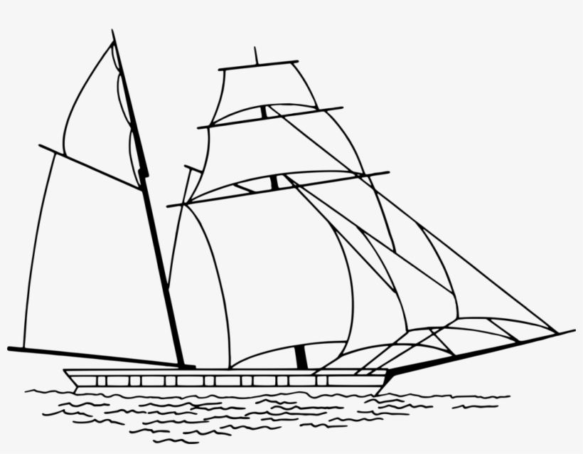 Old Sailing Ship Line Art - Dhow Sailboat Dhow Ship Drawing Clipart, transparent png download