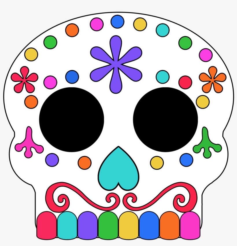 Colored In Day Of The Dead Sugar Skull Masks - Circle, transparent png download