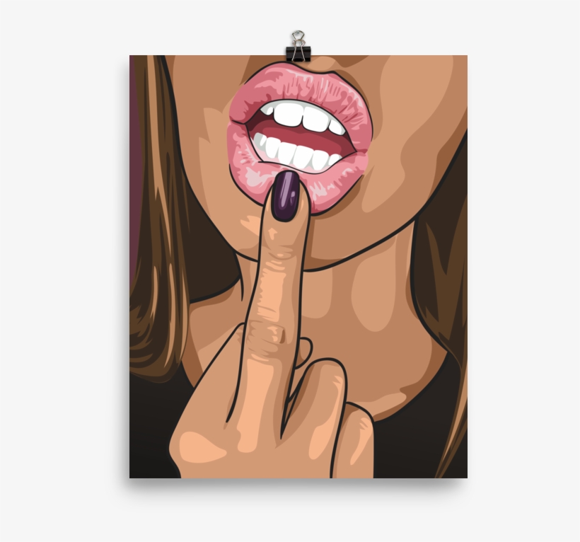 Printed Watercolour Hot Girl Poster Of A Sexy Woman - Tongue, transparent png download
