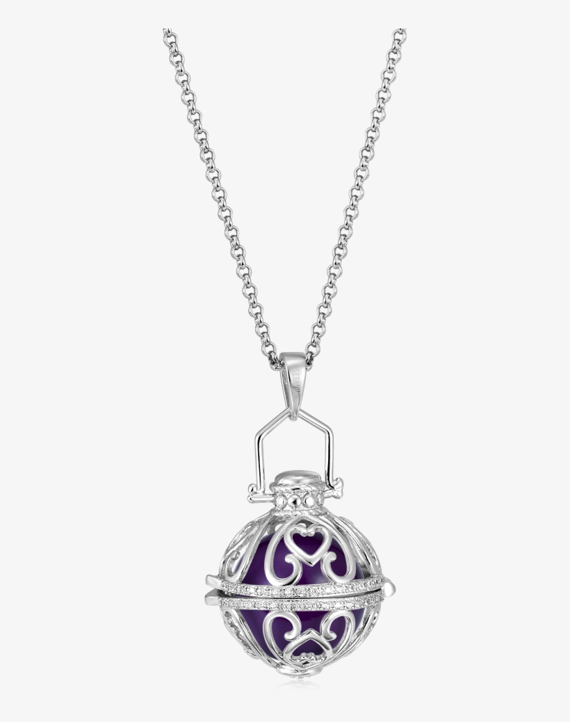 Seraphim Silver Ball Holder With Heart Design & Zirconia - Necklace, transparent png download