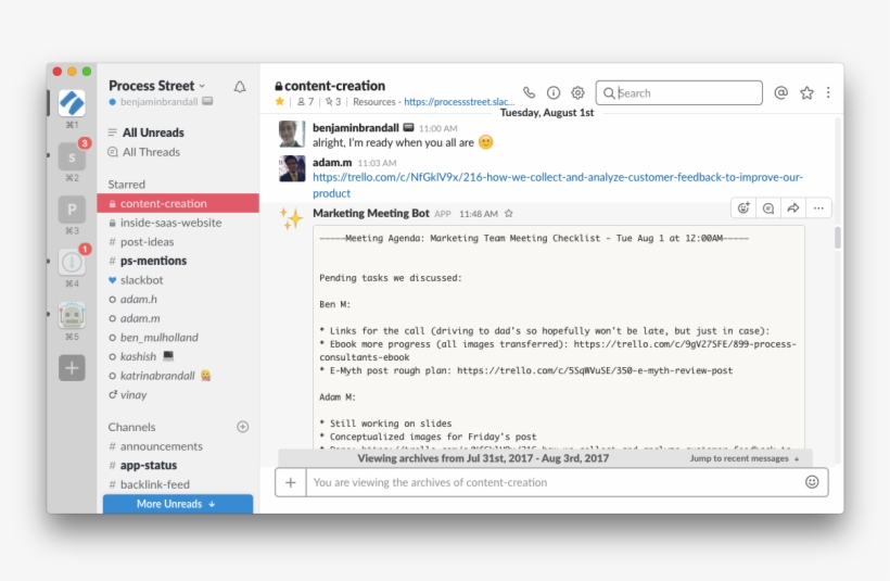 Slack Process Street Integration - Slack Themes, transparent png download