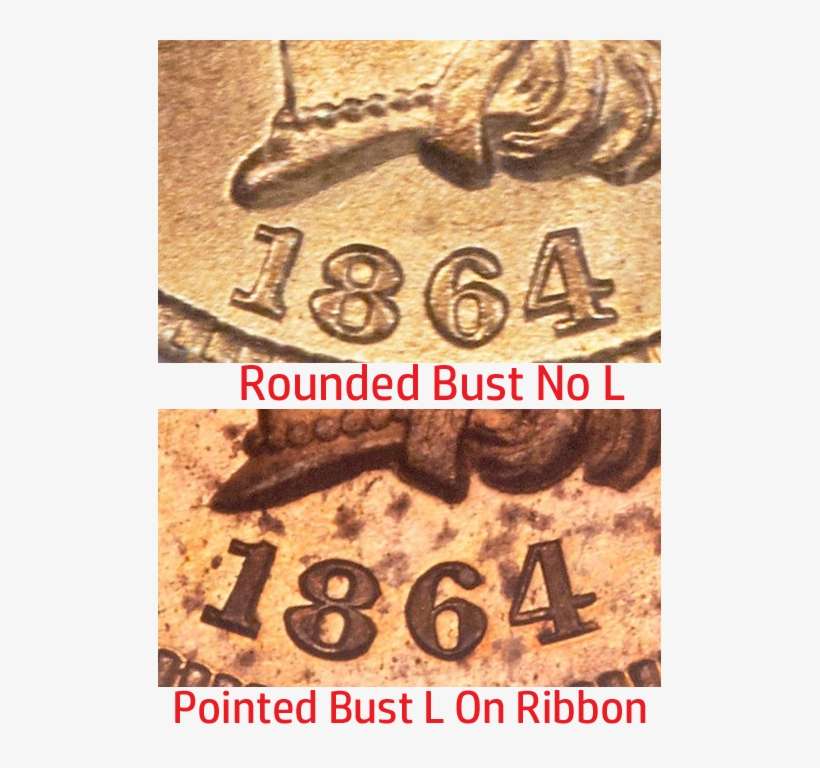 1864 Indian Head Cent L On Ribbon Value - Poster, transparent png download