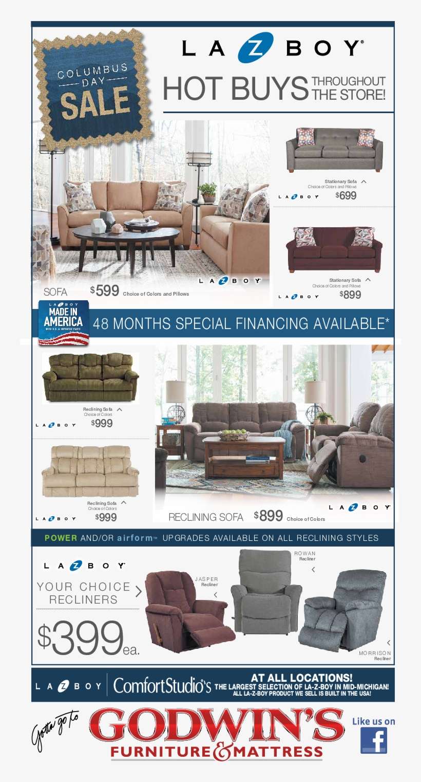 Columbus Day 2018 Furniture Ad - Recliner, transparent png download