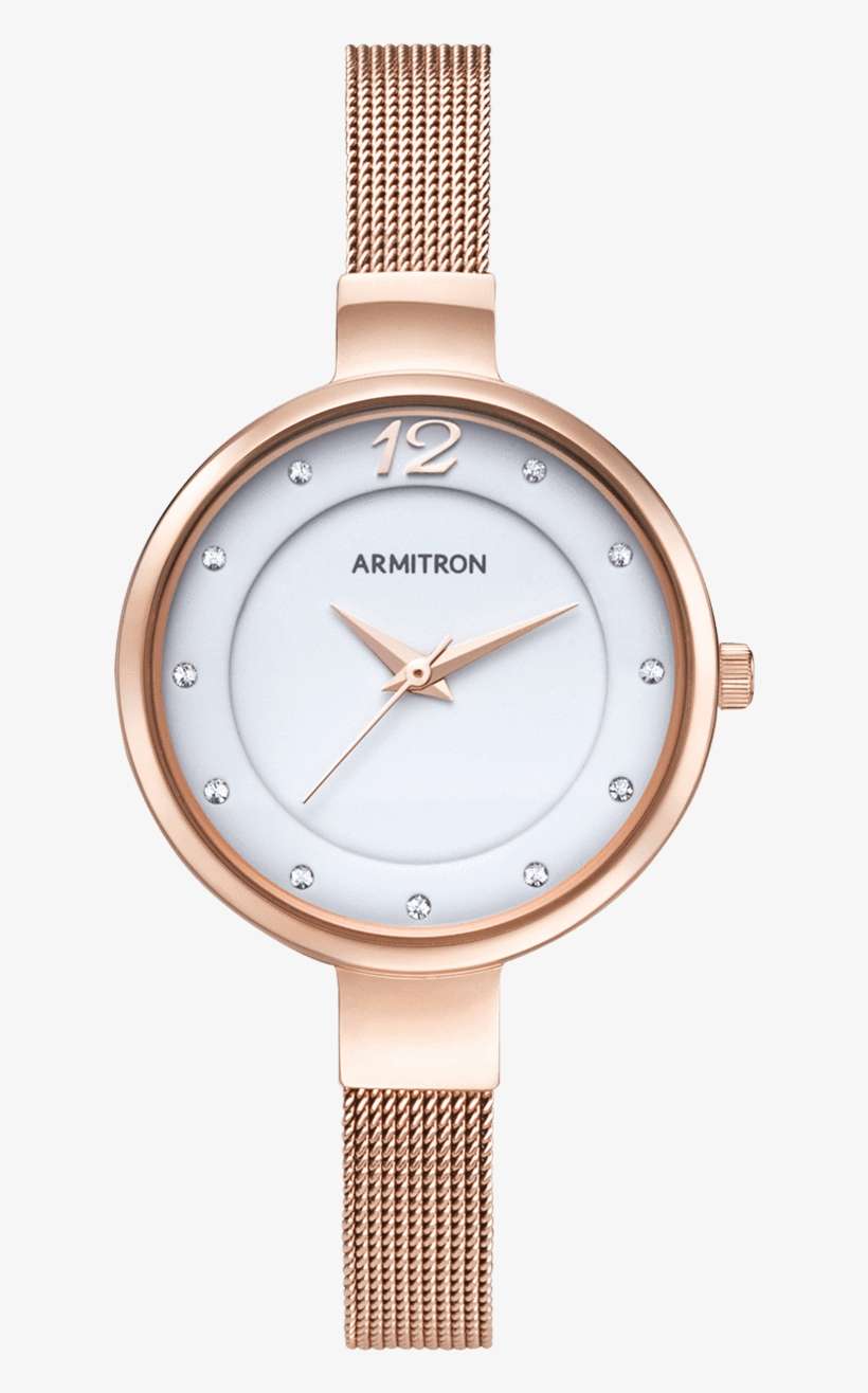 Rose Gold Tone Stainless Steel Mesh Bracelet With Swarovski - Analog Watch, transparent png download