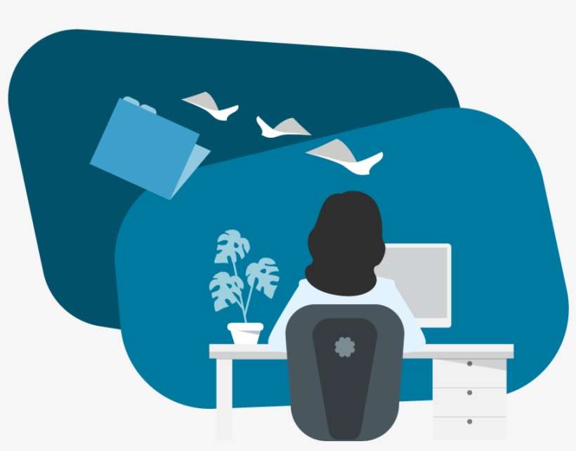 Knosys Knowledgeiq Woman Desk Paper Files - Illustration, transparent png download