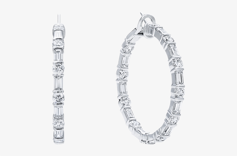 Emerald-cut And Round Brilliant Diamond Gemlock Hoop - Body Jewelry, transparent png download