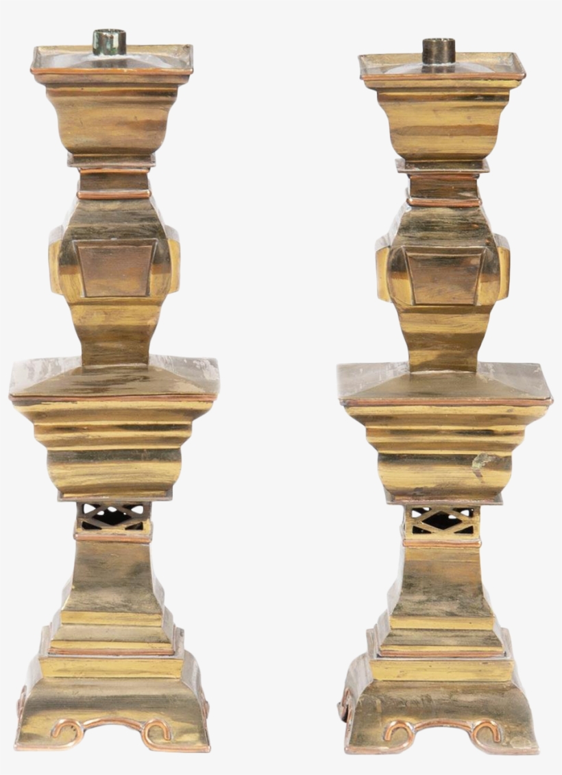 20th Century Brass Altar Stick Candle Forms In The - Shelving, transparent png download