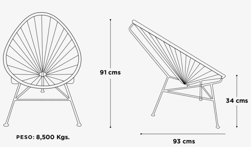Medidas Silla Acapulco Gut - Medidas De Una Silla Acapulco, transparent png download