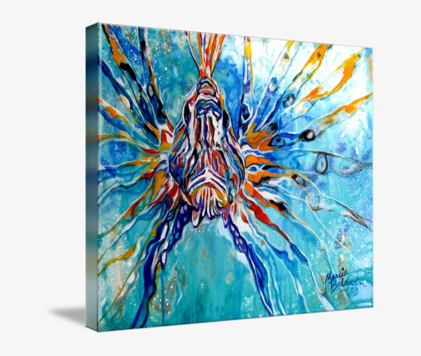 "lion Fish Blue" By Marcia Baldwin, Shreveport, Louisiana - Lion Fish Painting, transparent png download