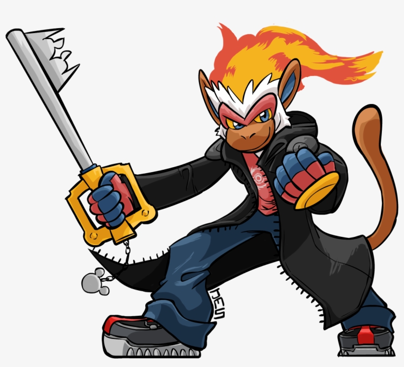 Infernape Is Roxas' Organization Xiii Outfit - Cartoon, transparent png download