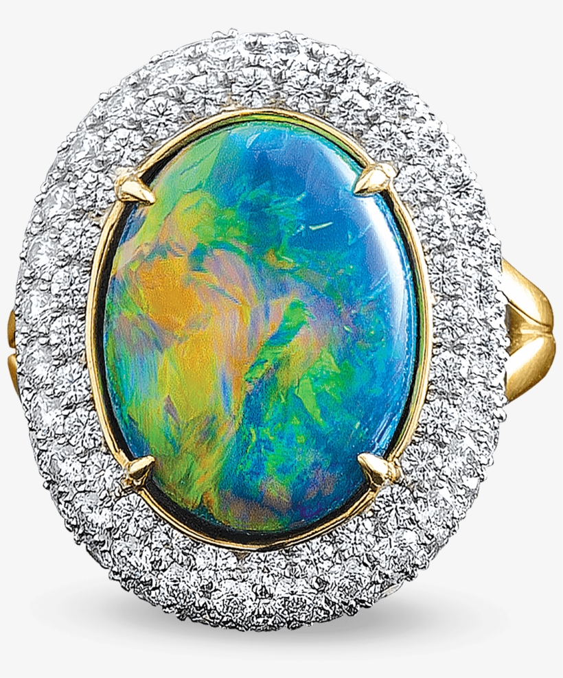 Cabochon Black Opal Ring, - Opal, transparent png download