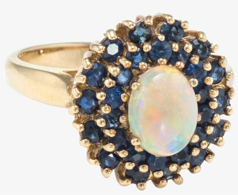 Opal Sapphire Princess Cocktail Ring Vintage 10 Karat - Pre-engagement Ring, transparent png download