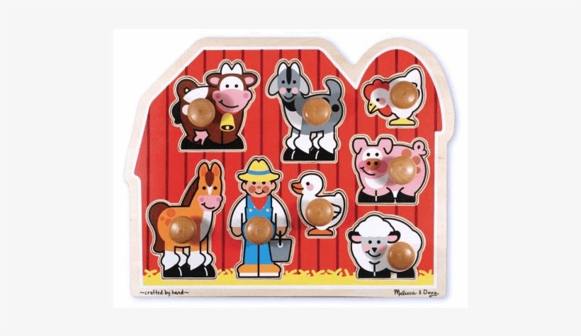 Melissa & Doug Farm Friends Large Peg Puzzle - Knob Puzzles, transparent png download