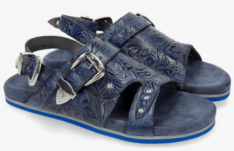 Mules Helen 2 Floral Print Moroccan Blue - Slide Sandal, transparent png download