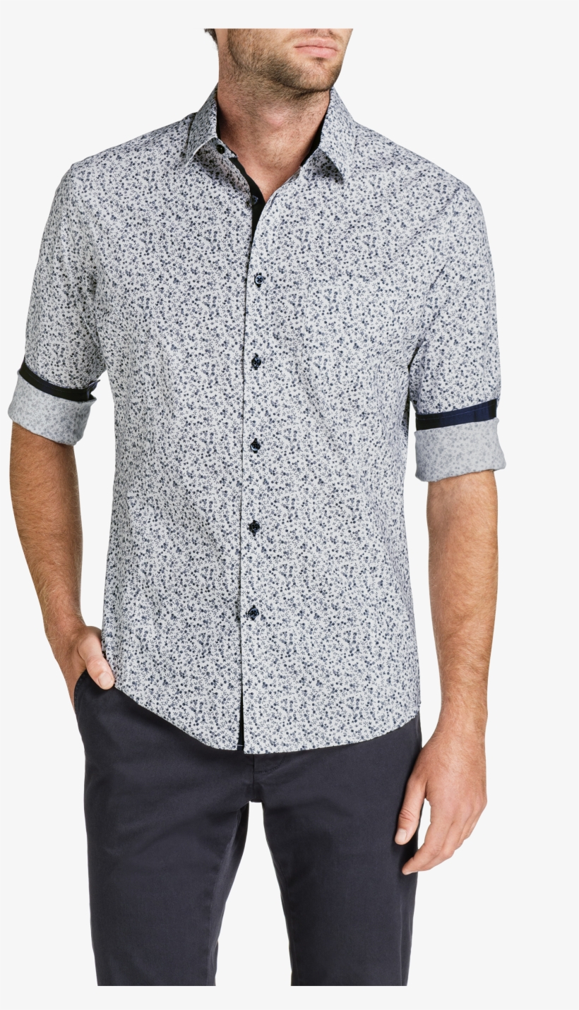Navy Stirling Slim Floral Print Shirt - Gentleman, transparent png download