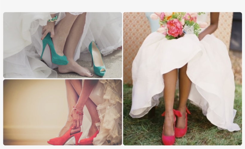 Shoes For The Bride - Bride With Coloured Shoes, transparent png download