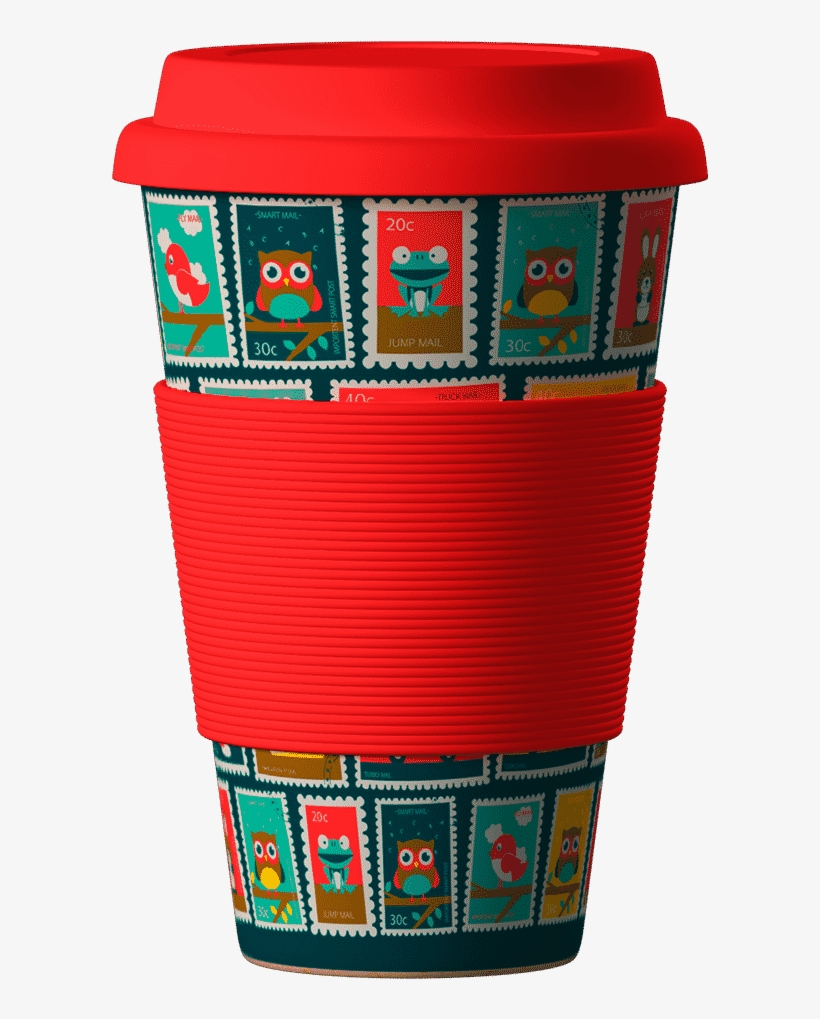 Eco Bamboo Cup Stamps, Red 400 Ml - Eco Coffee Cup Bamboo, transparent png download