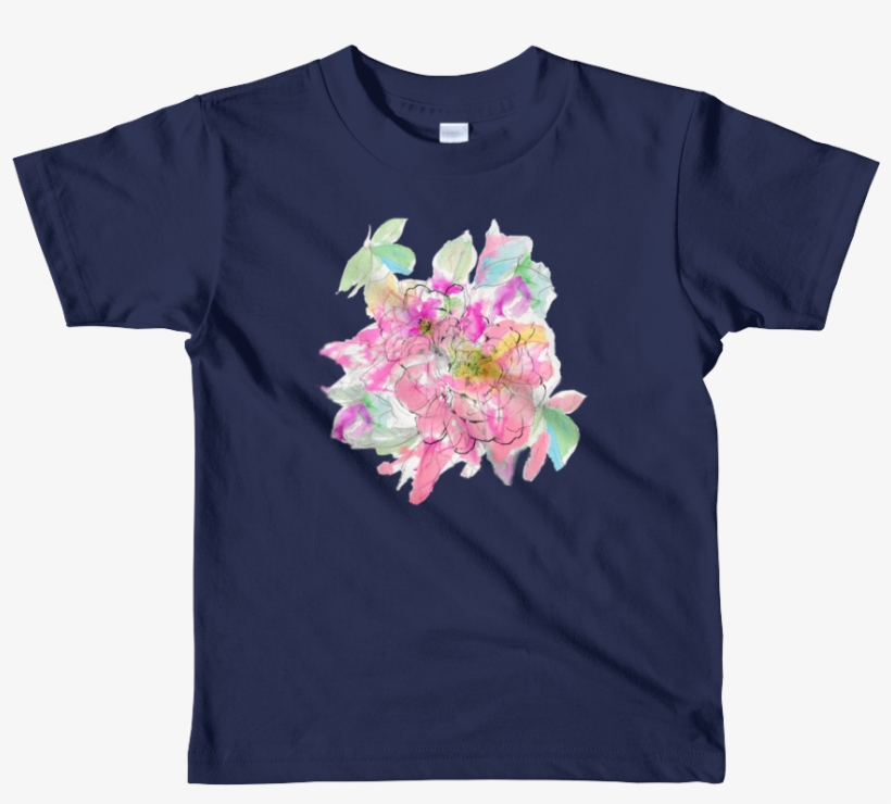 Watercolor Peony Short Sleeve Kids T-shirt - T-shirt, transparent png download
