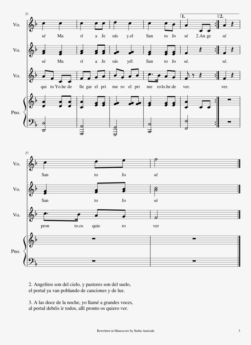 ¡corre Al Portalico Sheet Music 3 Of 3 Pages - Mille Cherubini In Coro Spartito, transparent png download