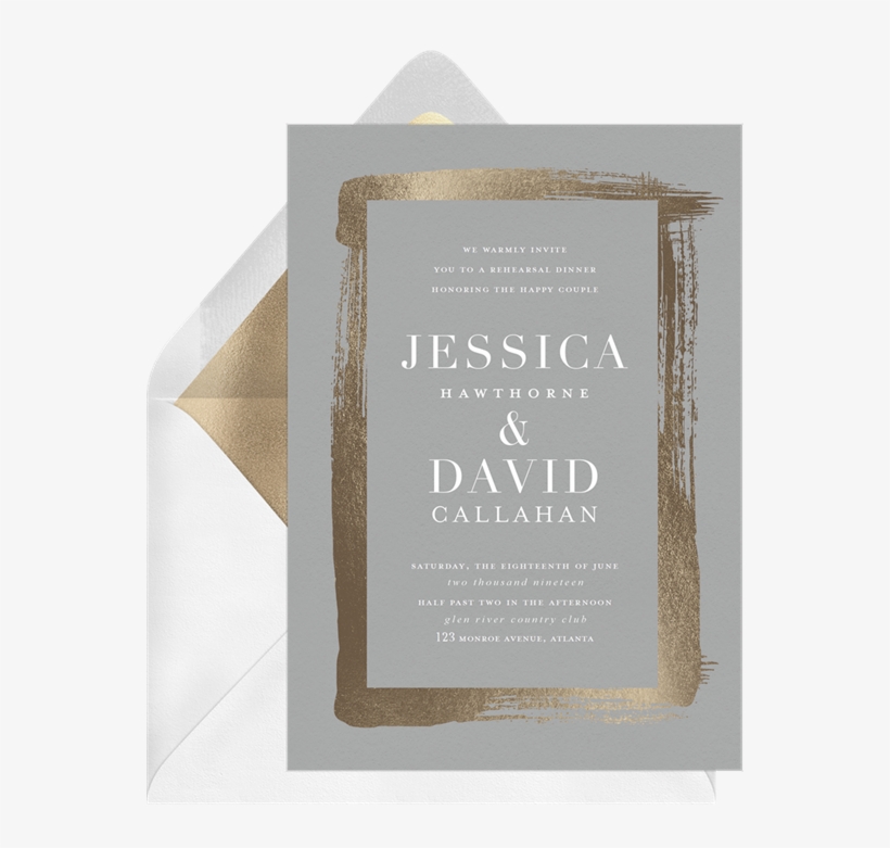 Brushstroke Invitations In Grey - Grey Save The Date, transparent png download