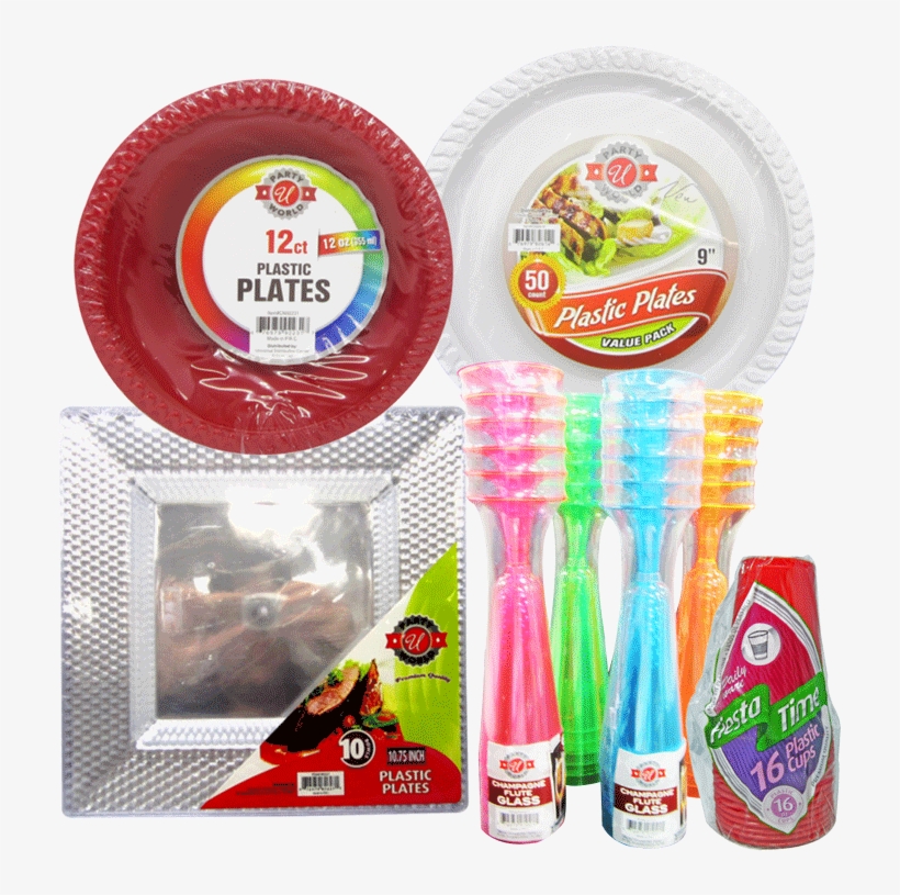 Plastic Plates, Cups & Cutlery Party Supply PNG Image Transparent