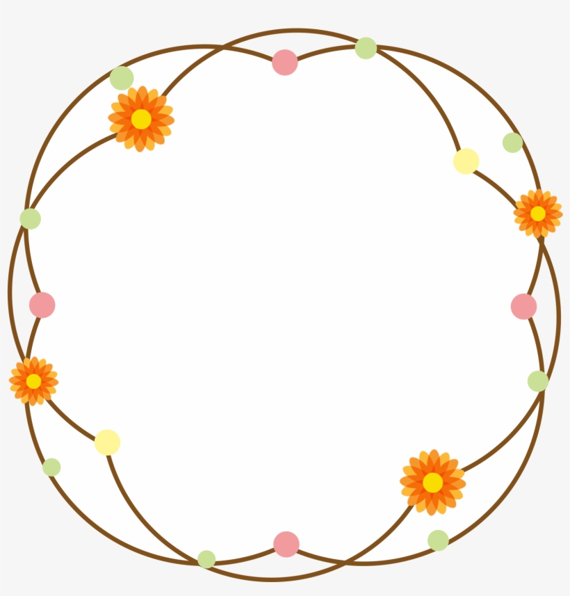 Floral Border Cartoon Cute Fresh Png And Psd - Circle, transparent png download