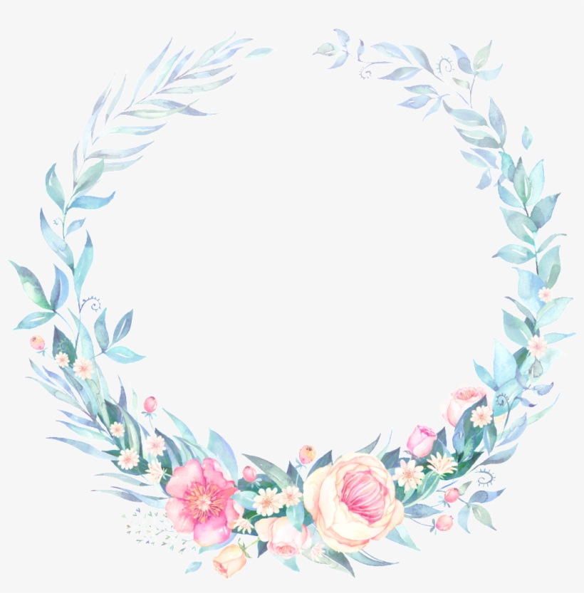 Fresh Pink Yellow Flowers Hand Painted Garland Decorative - Wreath, transparent png download