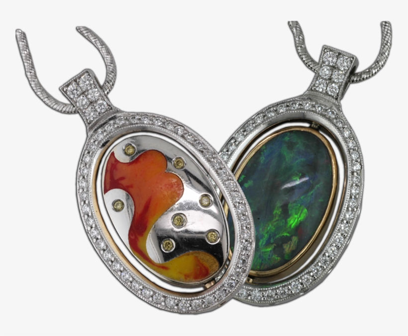 Faini Designs Jewelry Studio Reversible Opal And Enamel - Locket, transparent png download
